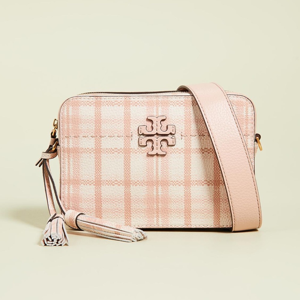 Tory Burch McGraw Plaid Leather Camera Bag